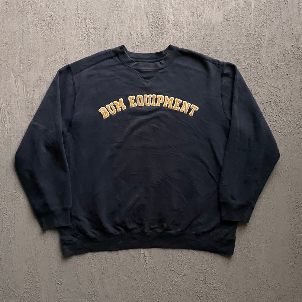 Vintage B.U.M. Equipment Sweatshirt Mens XL Navy Blue 90s